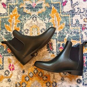 Black rain boots